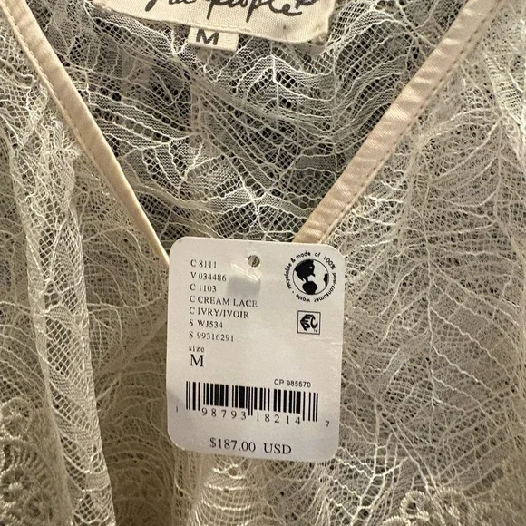 Free People Nigel Preston Victorian Lace Blouse Cream Lace Medium NWT - Picture 4 of 6